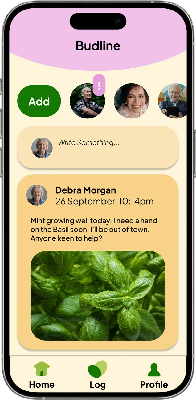 Budline social feed with resident posts