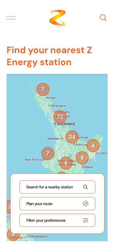 Mobile entry page