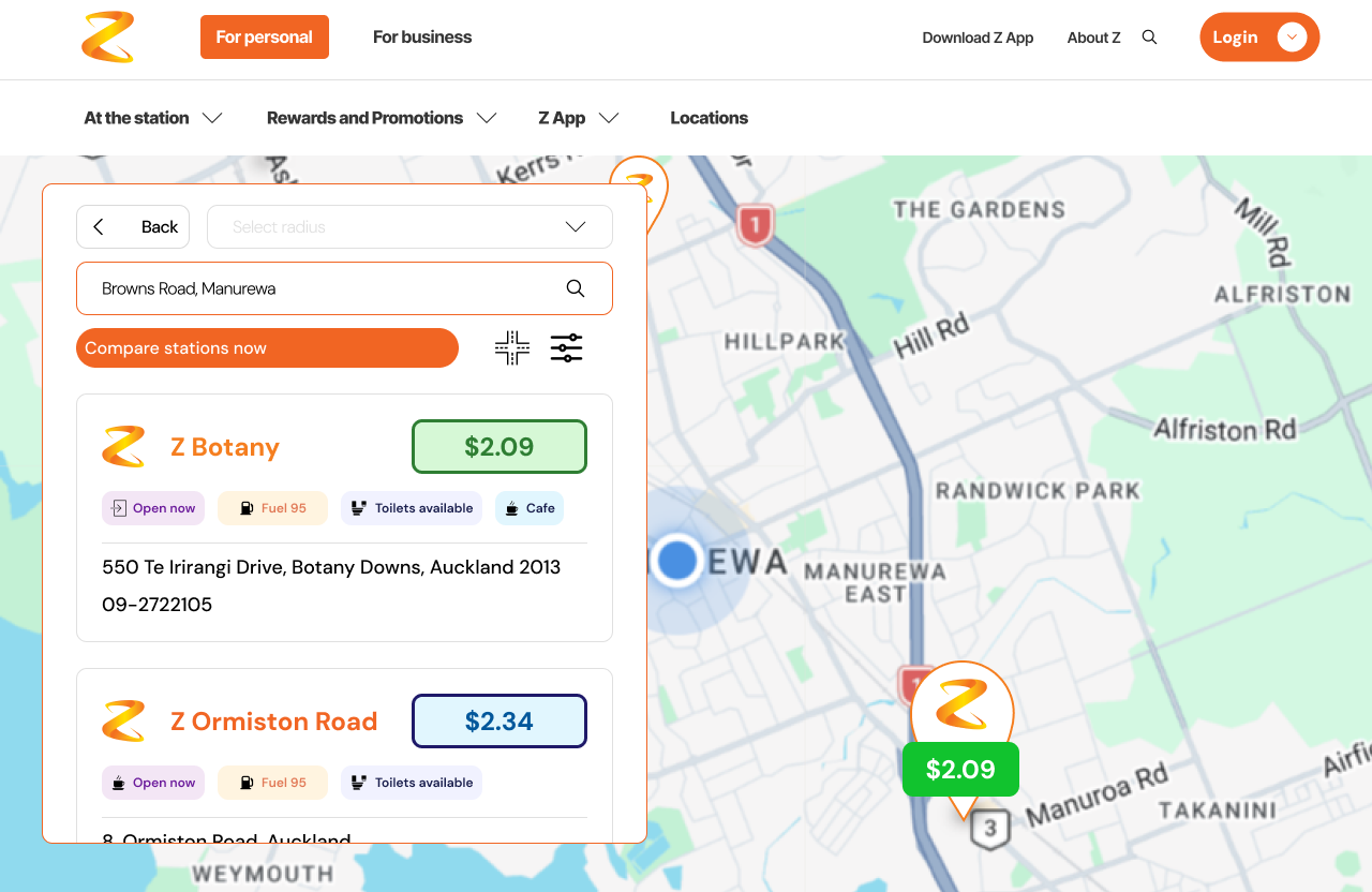 Search success — station results
