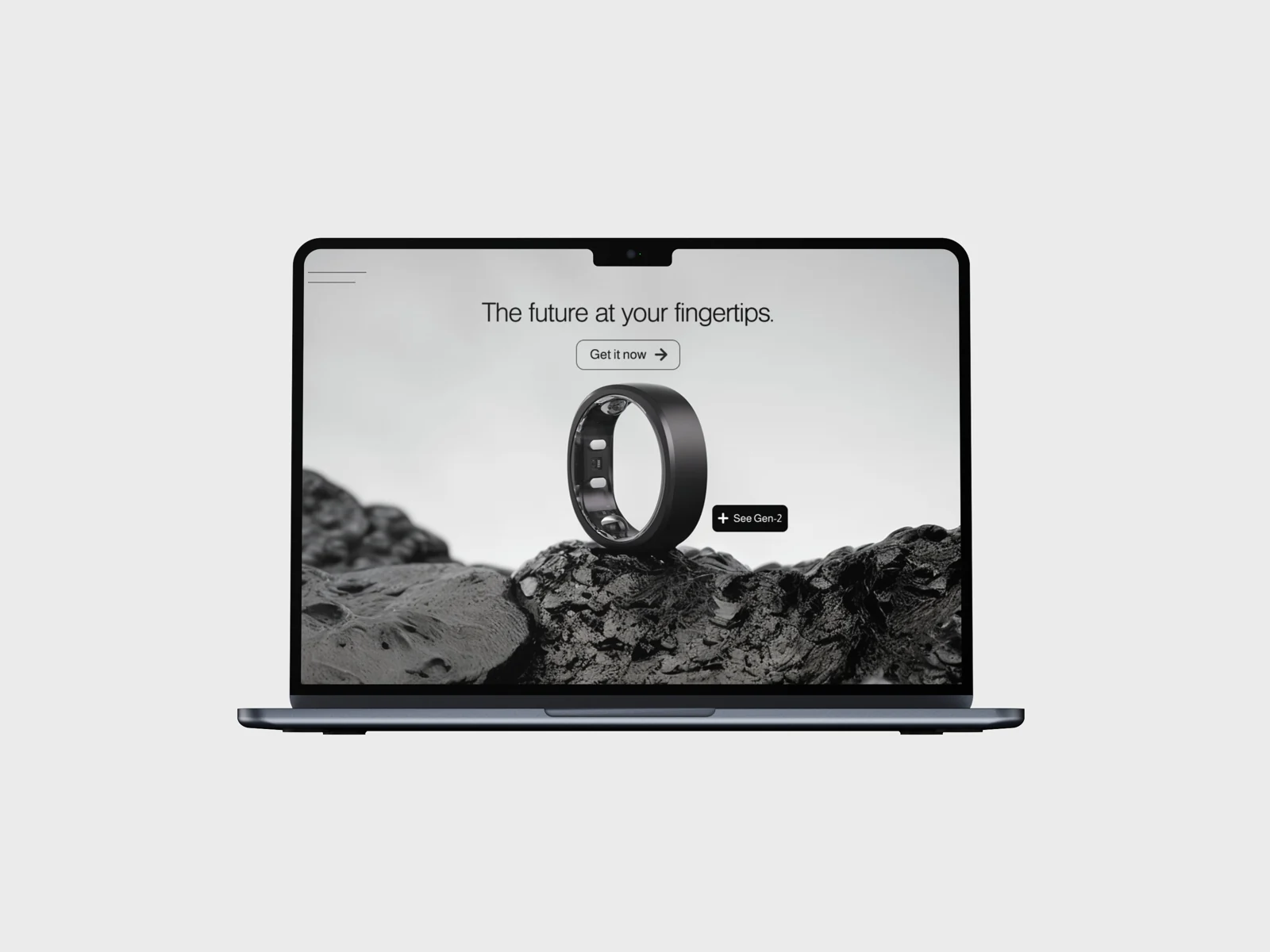 RingConn — a smart-ring landing page reading ‘The future at your fingertips’